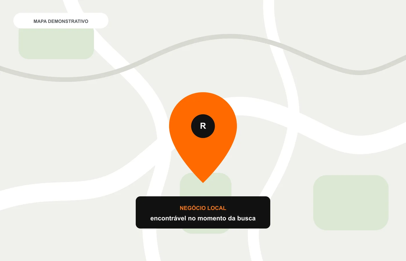Mapa demonstrativo indicando um negócio local no momento da busca