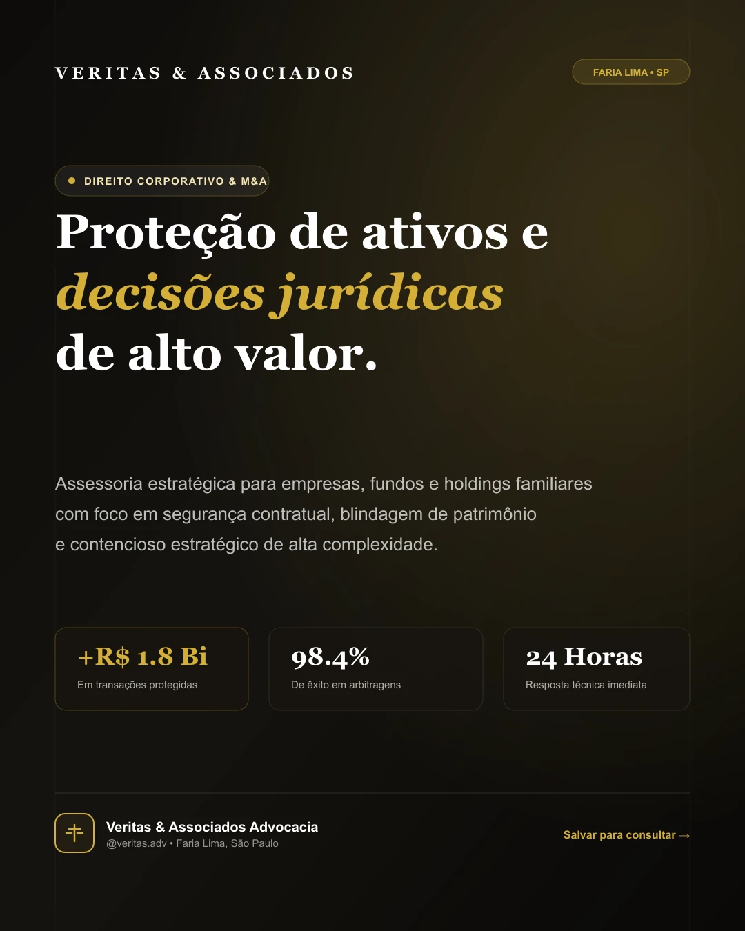 Post de autoridade para assessoria jurídica corporativa