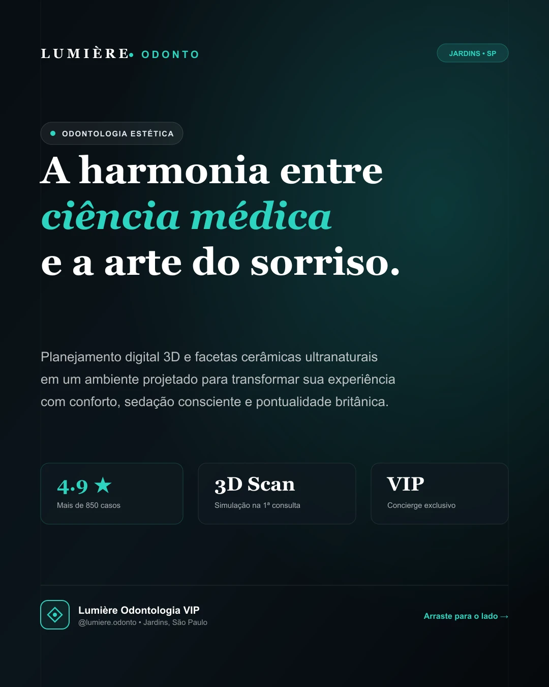 Post de posicionamento para clínica odontológica VIP